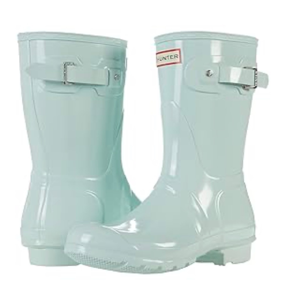 RARE & NIB Hunter Spearmint Lt Green Original Short Gloss Rain Boots - Size 7.0